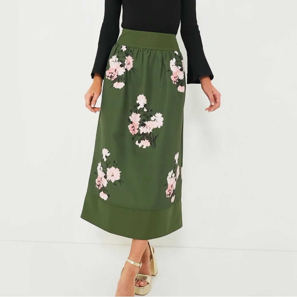 Tuckernuck Olive and Pressed Powder Floral Louise Skirt, Size 2